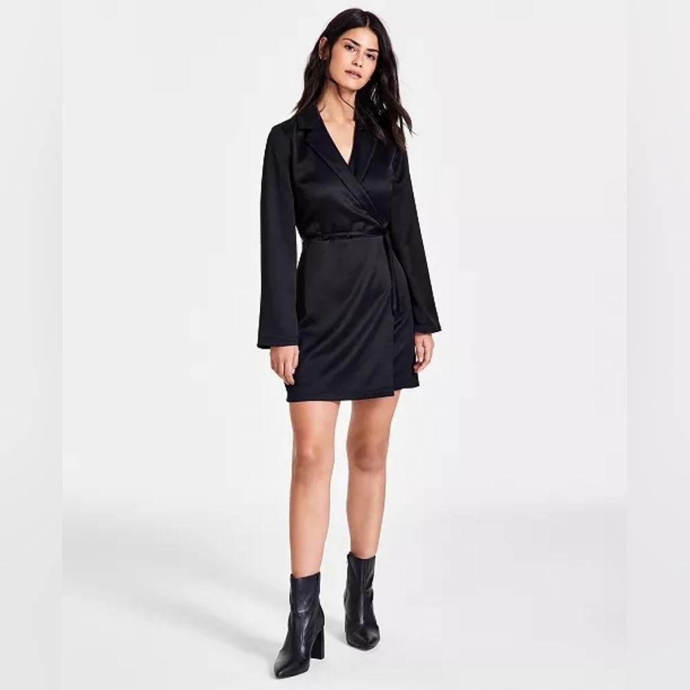 NWT Bar III Satin Petite Black Blazer, PM